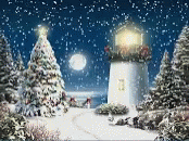 Christmas Is Coming: Snowy Lighthouse Scene