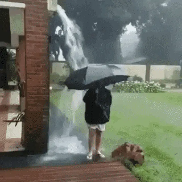 Person with Umbrella Under Heavy Downpour – free GIF download | meme platform | memes GIF