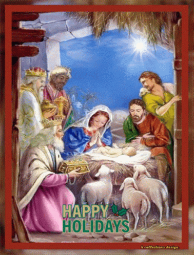 Joyful Nativity Scene: Happy Holidays