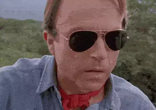 Sam Neill's Shocked Reaction After Removing Sunglasses