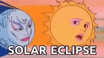 Cartoon Sun and Moon: Solar Eclipse