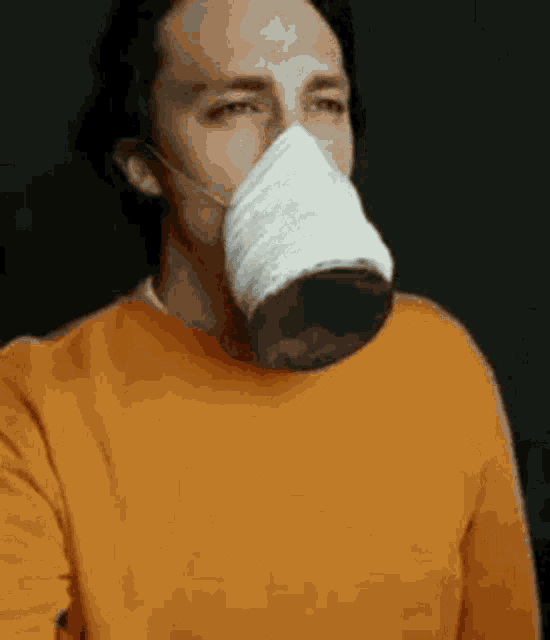 Man Wearing Accordion Facemask