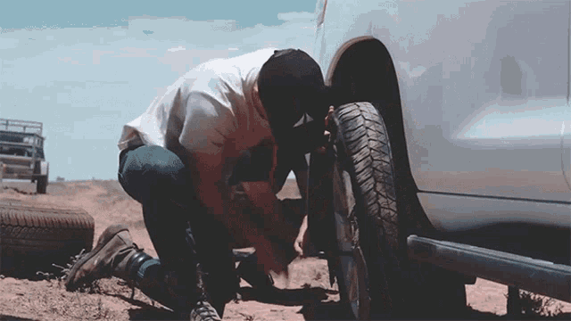 Man Repairing Airspeeder Tire