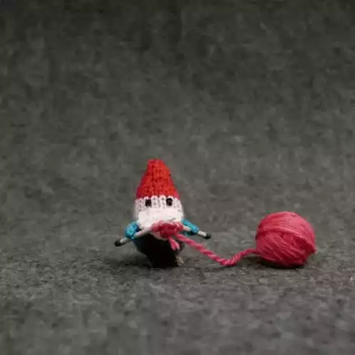 Gnome Knitting Heart