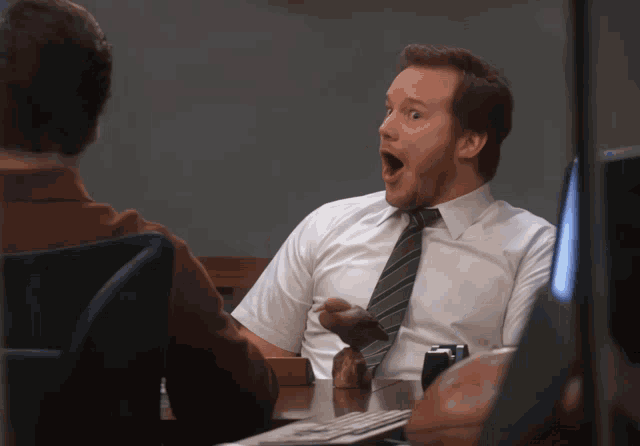 Chris Pratt as Andy Dwyer's Shocked Reaction