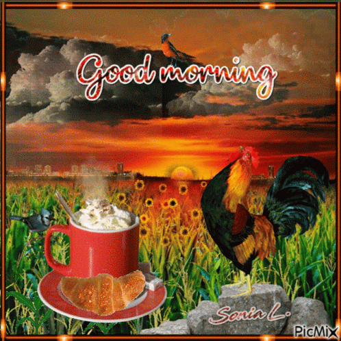 Good Morning Rooster with Coffee