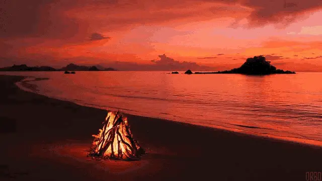 Beach Bonfire at Sunset