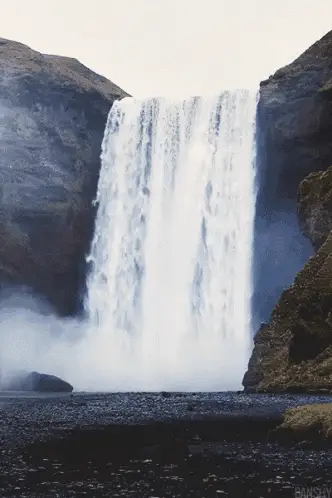 Majestic Waterfall Cascading Down Cliff