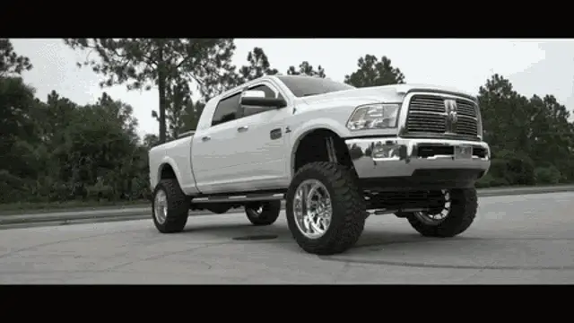 White Lifted Ram Truck