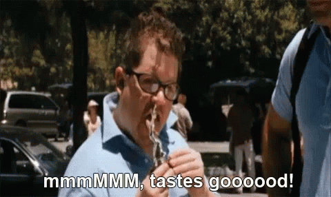 Man Enjoys Food: 'MmmMMM, Tastes Gooood!'