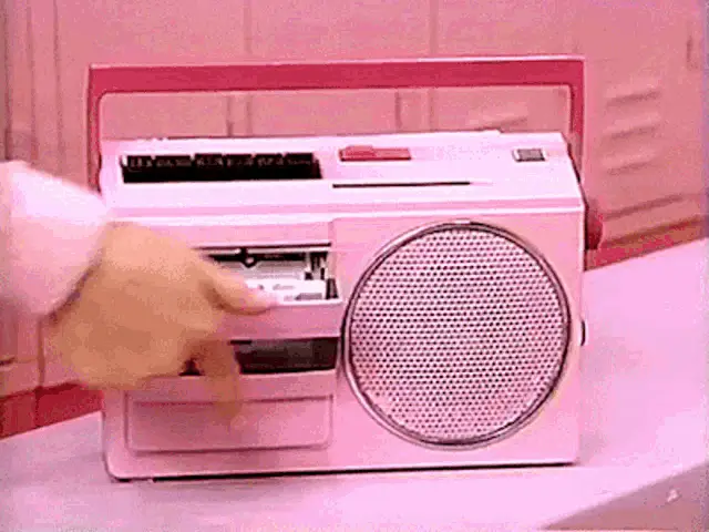 Retro Pink Radio Tape Insertion