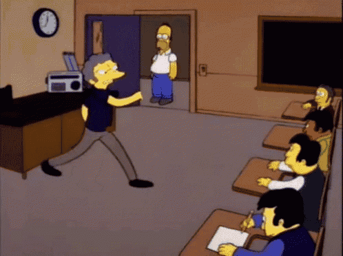 Simpsons: Moe and Homer in Classroom