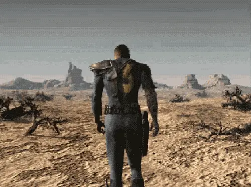 Falll Out Character Walking in Desert
