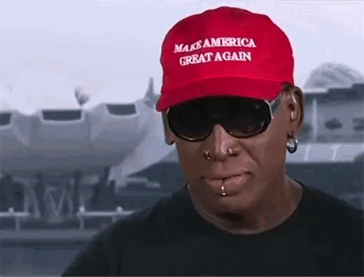 Dennis Rodman Crying in MAGA Hat