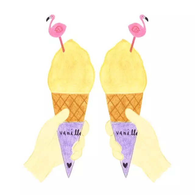 Vanilla Ice Cream Cones with Flamingos
