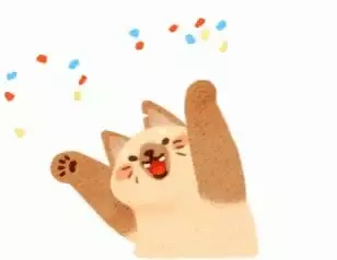 Happy Cat Celebrates with Confetti