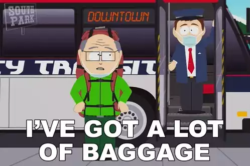 Mr. Garrison's Emotional Baggage on South Park Bus