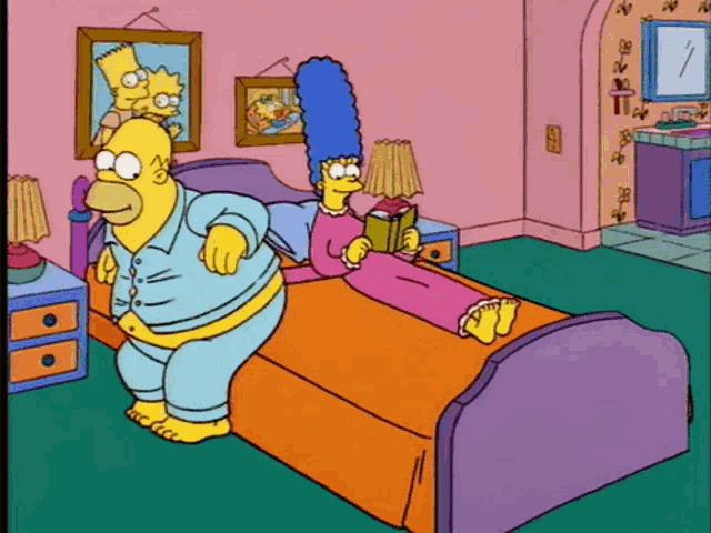 Homer and Marge Simpson in Bed