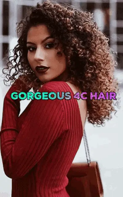 Woman with Long 4c Natural Hair and Red Sweater