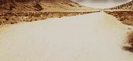 Nowhere Desert Road with Tumbleweed