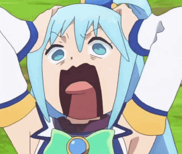Aqua's Exaggerated Scream in Konosuba