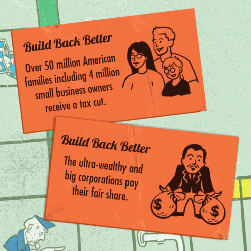 Build Back Better: Tax Cuts & Fair Share on Monopoly Cards