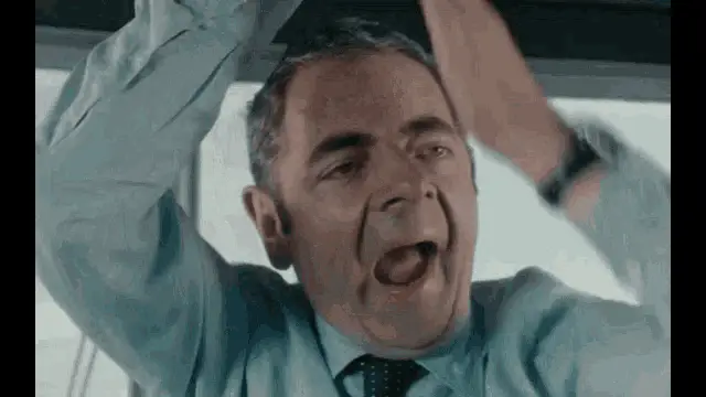 Johnny English Agent Yawns and Stretches