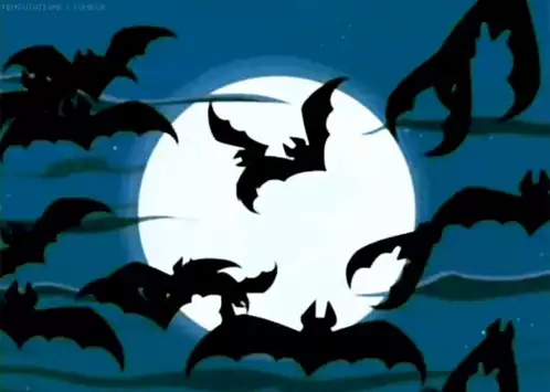 Halloween Night: Bats Flying by the Moon
