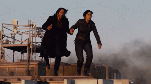 Neo and Trinity's Leap of Faith