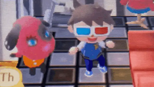 Animal Crossing Character with 3D Glasses