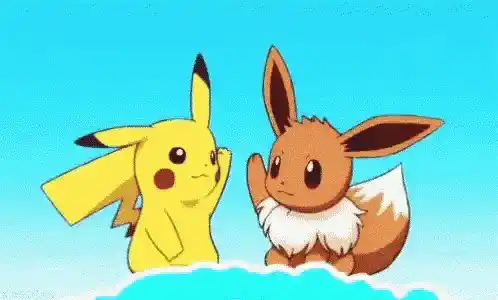 Pikachu and Eevee High Five
