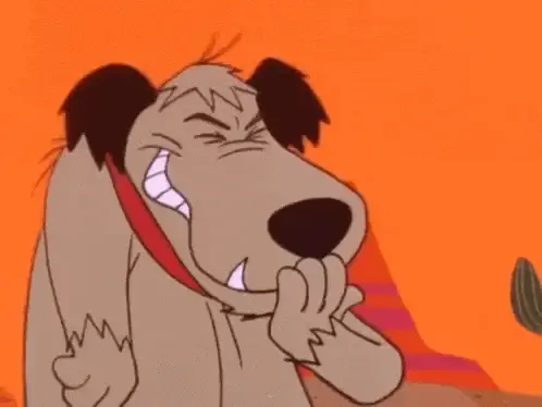 Motlei the Cartoon Dog Licking Nose