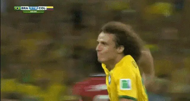 David Luiz Celebrates Goal for Brazil