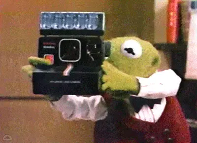 Muppetwiki: Kermit with Polaroid Camera