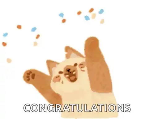 Cute Cat Waving 'Congratulations'