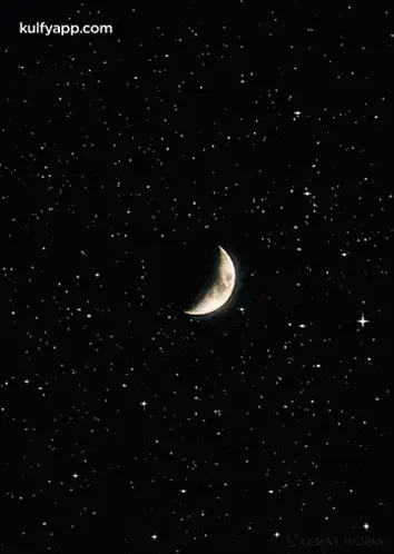Crescent Moon in Starry Night Sky