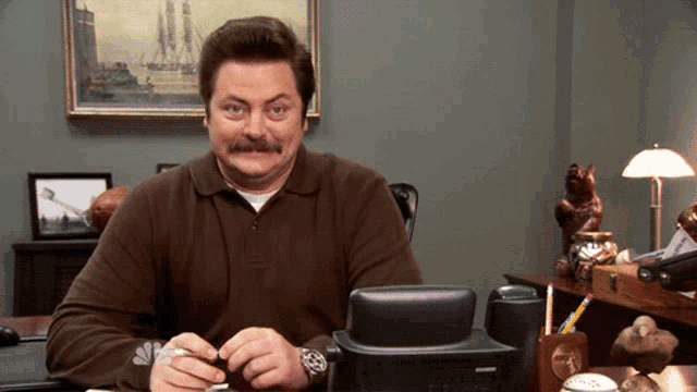 Ron Swanson's Iconic Smile in Parks And Rec