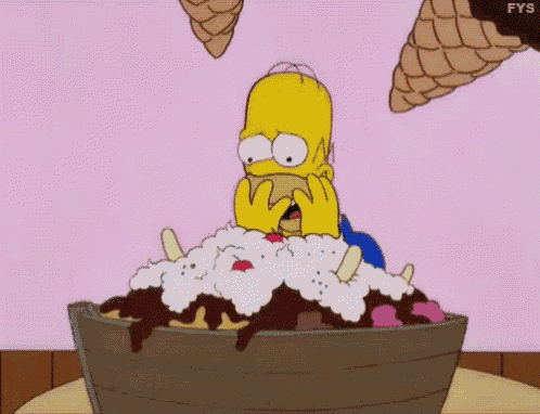 Homer Simpson Devours Giant Ice Cream Sundae