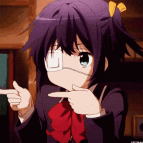 Anime Girl with Eyepatch Pointing
