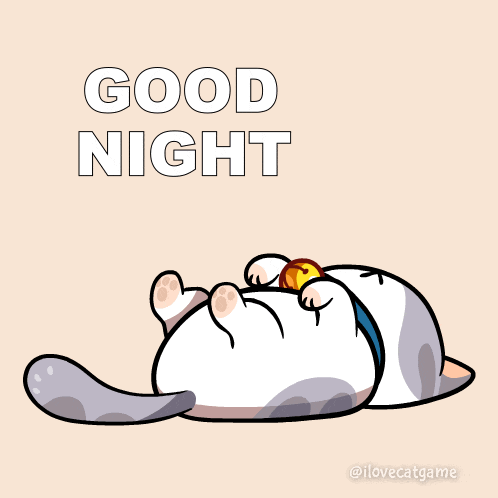 Goodnight Cat - Cute Sleeping Cartoon