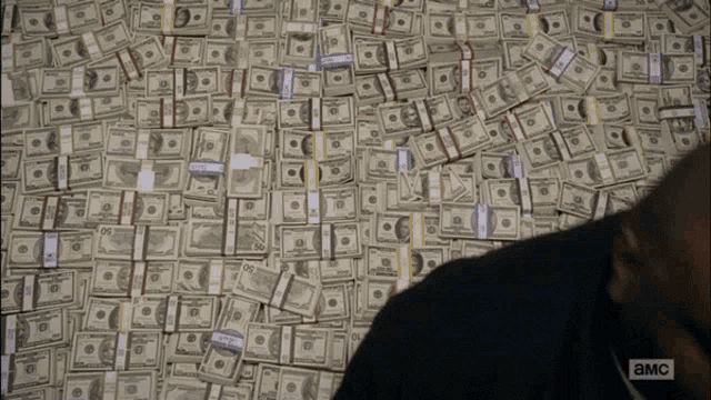 Rich Man with Wall of Money