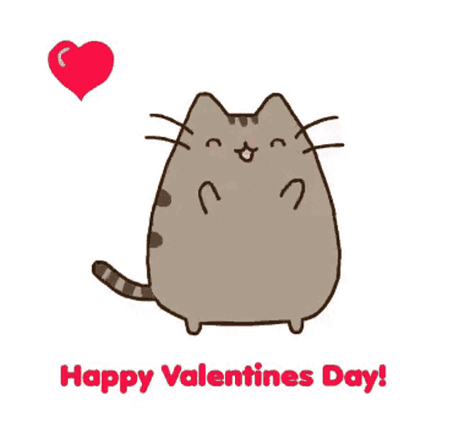 Cute Pusheen Cat Happy Valentines Day Greeting