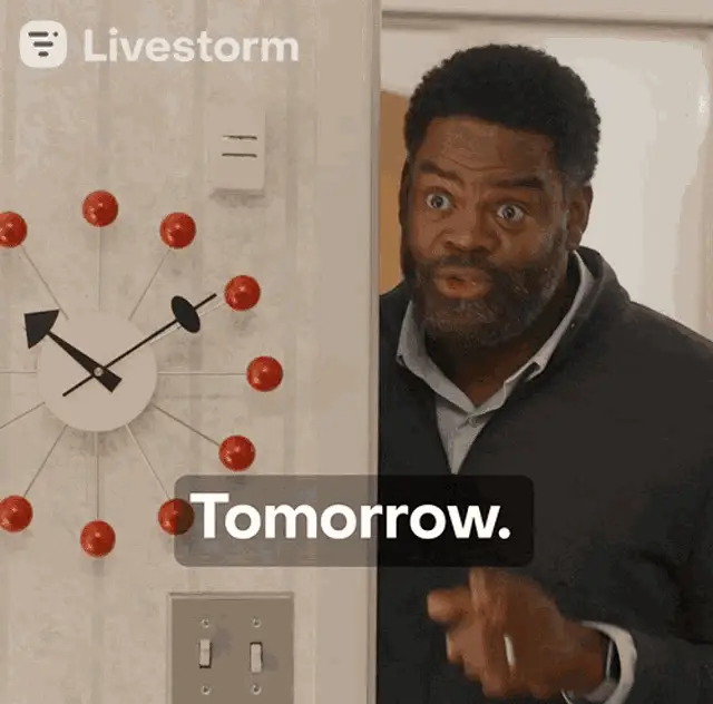 Man says 'Tomorrow' with Livestorm logo