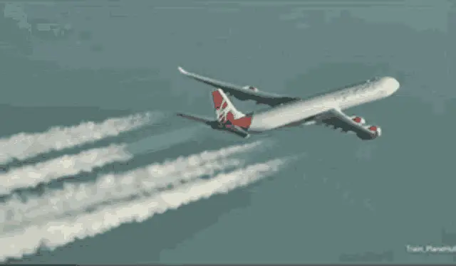 Virgin Airbus Plane with Contrails
