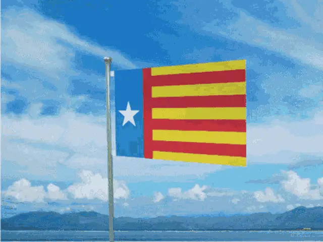 Valencian Estelada Flag Waving in the Wind