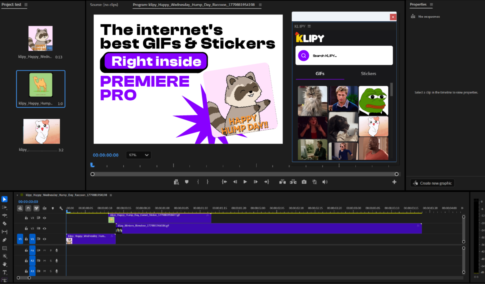 KLIPY Plugin in Adobe Premiere Pro 