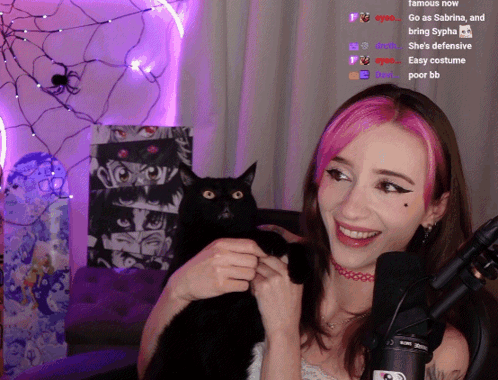 Nezba and Sypha: Streamer with Wide-Eyed Cat