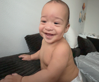 Excited Baby Laughs and Falls
