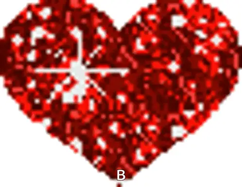 Red Glitter Heart with Letter B