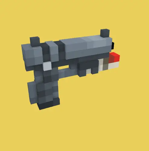 Animated 3D Pixelart Voxel Gun